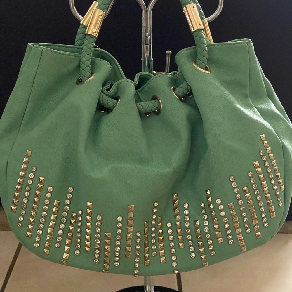 Green Studded Women's Bag